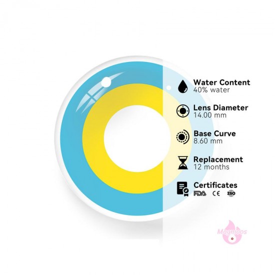 Magmoos Block Blue & Yellow Coloured Contact Lenses Air Optix