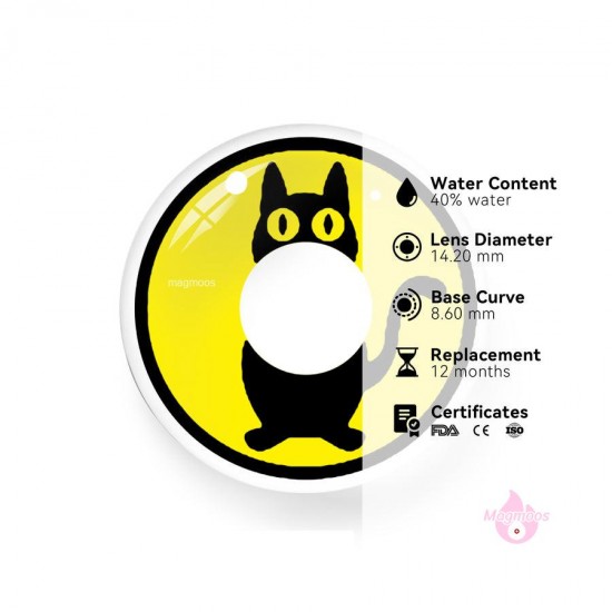 Magmoos Cat Yellow Coloured Contact Lenses Avaira